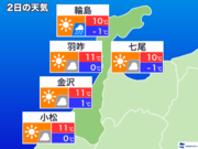 地震被災の石川県　明日3日(水)にかけ能登地方で雨が降りだす