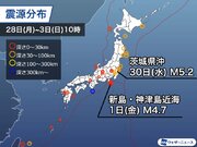 週刊地震情報 2021.1.3　年の瀬の12月30日に関東グラリ　最大震度4の地震発生