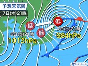 今夜から急発達の爆弾低気圧　明日は全国的に冬の嵐で広島や福岡も積雪か