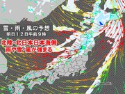 週末　明日12日は日本海側で荒天　13日は雪強まり、関東平野も一時雪か