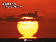 だるま朝日　日の出直後の太陽がくびれる蜃気楼の一種　高知県・土佐