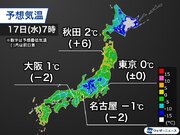 東京都心は明日朝も0まで冷え込む　昼間は寒さ和らぐ所が多い
