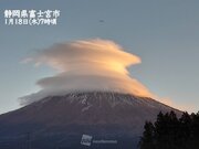 今朝は富士山に大きな笠雲が出現　前線の影響で上空に湿った空気