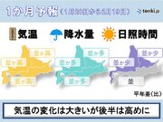 北海道　1か月予報　前半は強い寒気や冬型の気圧配置に注意