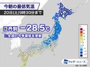 まさに「大寒」　北海道江丹別で今冬全国最低気温の－28.5観測