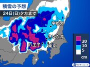 関東甲信の山沿いはすでに雪で大雪警戒　東京都心は深夜に雪が積もり始める予想