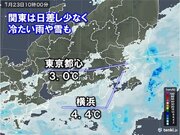 都心は10時の気温が3.0　雪の所も　午後も関東の所々で雨や雪　今季一番の寒さ