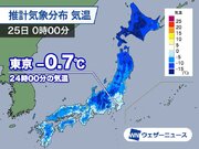 0時で九州〜北海道ほぼ全域で氷点下　朝はさらに冷え水道管凍結も注意