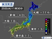 寒気強く昼間も厳しい寒さ　東京は晴れていても1台