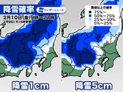 東京都心は5cm以上の降雪確率低い　大雪は関東甲信の山沿いが中心