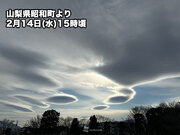 関東甲信から静岡でレンズ雲や吊るし雲が出現　天気下り坂の兆し