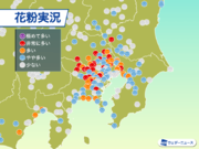 関東で花粉が多く飛散　午後は九州も飛散に注意