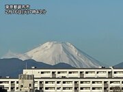 晴れて富士山がクッキリ　雪化粧はシッカリ