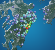 宮崎県北部平野部でM4.3の地震　最大震度4　津波の心配なし