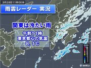 関東に雨雲　都心も朝から本降りの雨　午前11時の気温8台　冷たい雨はいつまで?