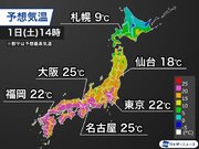 4月スタートは関東以西で暑いくらい　大阪などは25以上の夏日に