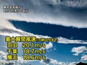 関東で20m/s超の強風を観測　明日も強い南風が続く