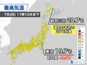 関東など暖かさ戻る　北海道内では今年初の20到達