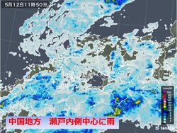話題-中国地方　明日(13日)にかけてぐずついた天気　瀬戸内側で雨脚が強まる可能性も