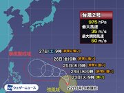 台風2号　海面水温の高い所を通ってさらに発達か　今後の進路に注目
