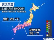 東海から西日本で気温高い　午前中から30に迫る所も