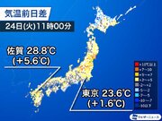 西日本ですでに真夏日の所も　昨日より速いペースで気温上昇