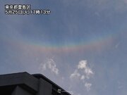 暑さ残る東京の空に逆さ虹　環天頂アークが出現