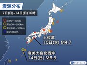 週刊地震情報 2020.6.14　14日(日)に奄美大島北西沖でM6.3の深発地震が発生        