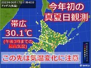 北海道も暑い　帯広で今年初真夏日を観測　明日18日は急にヒンヤリする所も