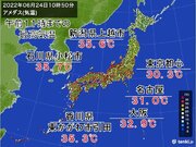 午前から猛暑日地点続出　石川県小松市で35.7　午後も気温上昇　熱中症に警戒