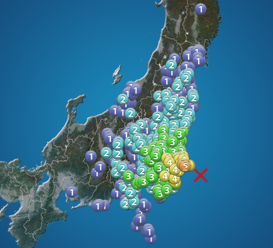 千葉県東方沖でM6.2の地震　最大震度5弱　津波の心配なし