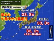 午前中から都心も30超　危険な暑さ警戒　熊本県で非常に激しい雨　天気急変に注意