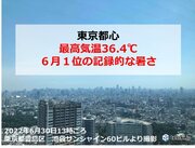 東京都心の最高気温36.4　「6月1位の記録的暑さ」　夜間の熱中症にも注意
