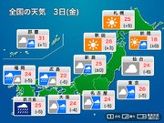 今日3日(金)の天気　九州は大雨に警戒　関東なども再び梅雨空へ        