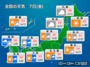 今日7月7日(金)の天気予報　関東や東北などは猛暑続く　九州は強い雨に注意