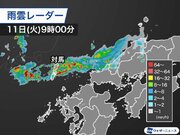 長崎・対馬で未明に非常に激しい雨　雨雲の一部が中国地方に