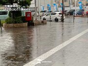 大阪は土砂降りの雨に　道路冠水に注意