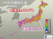 東京は3日ぶりに30以上の真夏日　明日は東北で暑さ厳しい