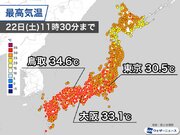 西日本を中心に午前中から気温上昇　屋外の活動は熱中症注意