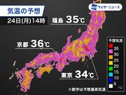 今日も厳しい暑さ続く　東北から西日本で猛暑日予想　熱中症に警戒