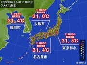 東京都心や大阪市など午前中から30超　熱中症に警戒　こまめな水分補給を