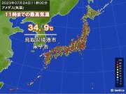 鳥取県ですでに35に迫る　東北なども猛暑日になる予想　万全な熱中症対策を