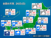 今日26日(日)の天気　4連休最終日も東海以西で大雨警戒　東京など関東でも強い雨に        