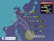 大型の台風6号（カーヌン）　来週前半に沖縄直撃のおそれ　早めに対策を