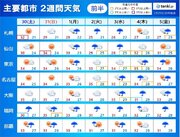 2週間天気　猛烈な暑さ続く　今週末は台風5号の影響で九州や四国など大雨の所も