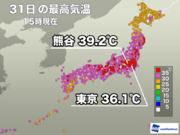 今日も各地で危険な暑さに 明日は東京の猛暑日途切れるか
