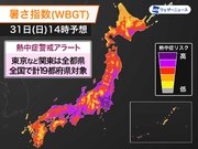 今日31日(日)の熱中症警戒アラート、19都府県に発表　東京など関東も全都県
