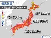 今日は関東と北陸で早くから35超え　東京は今年15日目の猛暑日