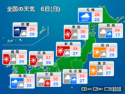 明日8月6日(日)の天気予報　台風の影響が太平洋側に　日本海側は猛暑