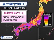 熱中症警戒アラート　東京都など32都府県に発表　今日9日(火)対象